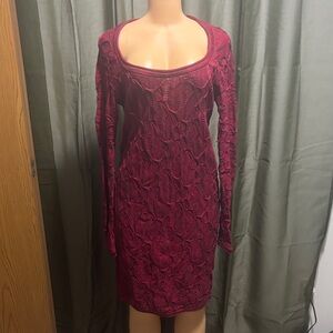 COOGI Deep Red Long Sleeve Dress